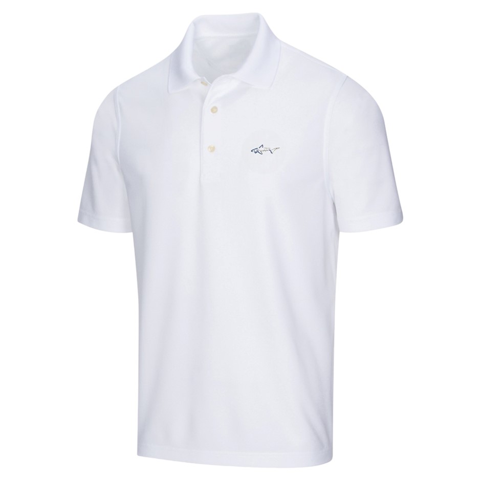 GREG NORMAN Men's Polo, Size S, 100% Polyester, White. Buyers Note - Disco