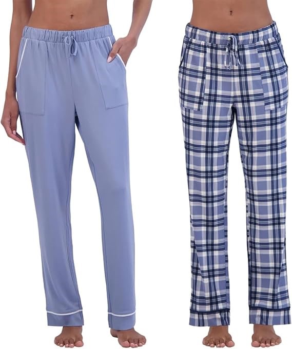 2-Pack LUCKY BRAND Women's Lounge Pants, Size L, Stonewash/BluePlaid. Buye