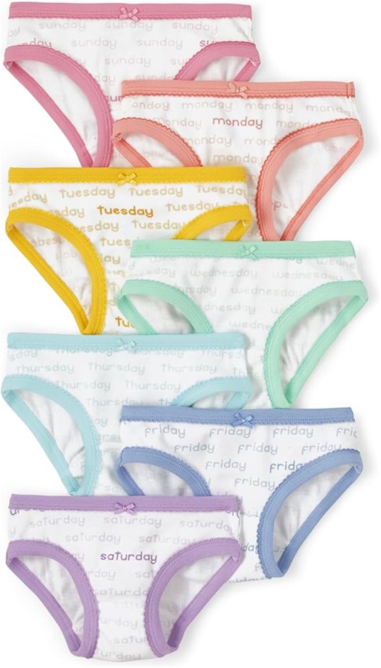 GYMBOREE 7-Pack Girls' Briefs/Slips, Size XXS (2-3), Multi Colour/White. B