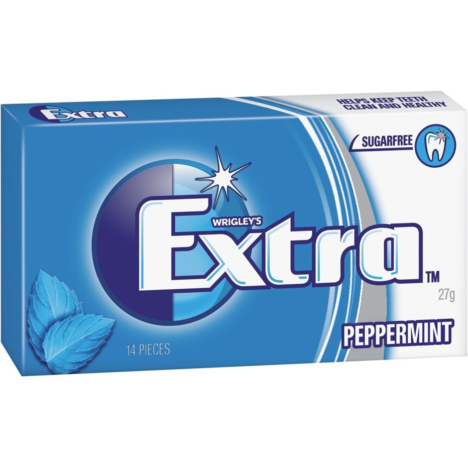 21 x WRIGGLEY's EXTRA Sugarfree Gum, Peppermint, 27g. Best Before: 01/2026,