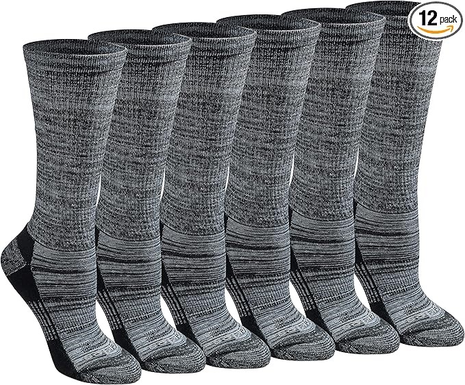 Dickies Women's Dri-Tech Moisture Control Crew Socks Multipack, Black Marl