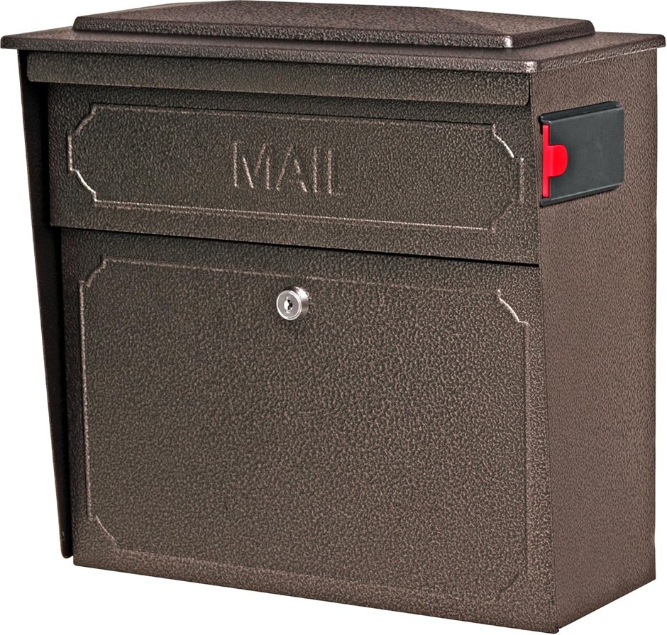 MAIL BOSS Townhouse Locking Wall Mount Mailbox, Bronze.