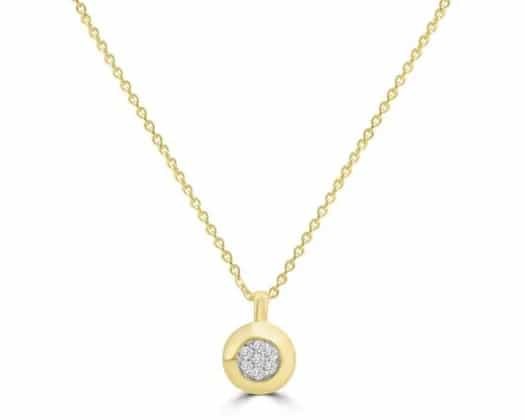 9K YELLOW GOLD 0.03ct HI SI DIAMOND RND NECKLACE 40-45cm