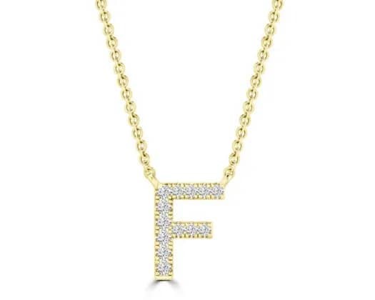 9K YELLOW GOLD 'F' 0.06 HI I1 DIAMOND NECKLACE 40+5cm