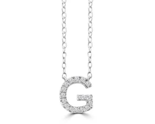 9K WHITE GOLD 'G' 0.09 HI I1 DIAMOND NECKLACE 40+5cm