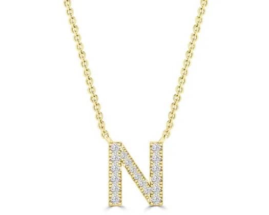 9K YELLOW GOLD 'N' 0.09 HI I1 DIAMOND NECKLACE 40+5cm