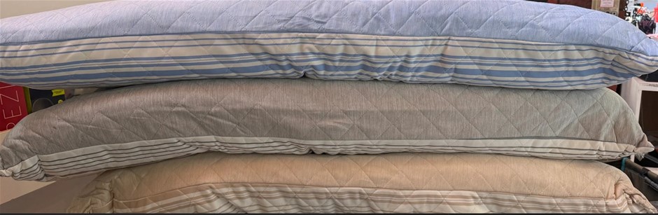 3 x Assorted SUTTON PLACE Body Pillow Tan/Grey/Blue.
