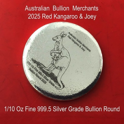 1/10 Oz 999.5 Silver Red Kangaroo & Joey 2025 Australian Bullion Merchants