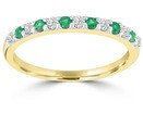 9K Yellow GOLD 0.15CT HI I1 DIAMOND EMERALD RING