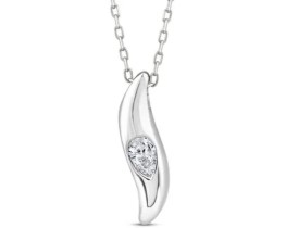 9K WHITE GOLD 0.12ct F VS LAB DIAMOND PEAR NECKLACE 40-45cm
