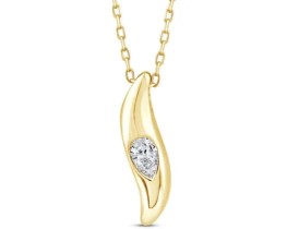 9K YELLOW GOLD 0.12ct F VS LAB DIAMOND PEAR NECKLACE 40-45cm