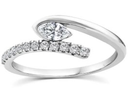 9K WHITE GOLD 0.33ct F VS LAB DIAMOND MARQ RING