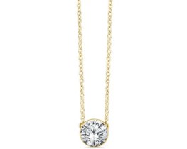 9K YELLOW GOLD 0.50ct F VS LAB DIAMOND BEZEL NECKLACE 40-45cm