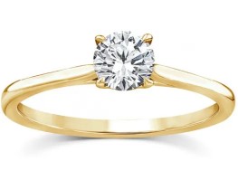 9K YELLOW GOLD 0.50ct F VS LAB DIAMOND RND 4 CLAW RING