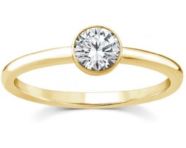 9K YELLOW GOLD 0.50ct F VS LAB DIAMOND BEZEL RING