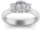 9K WHITE GOLD 1.00ct F VS LAB DIAMOND OVAL TRILOGY RING