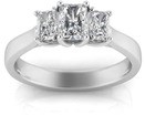 9K WHITE GOLD 1.00ct F VS LAB DIAMOND RADIANT TRILOGY RING