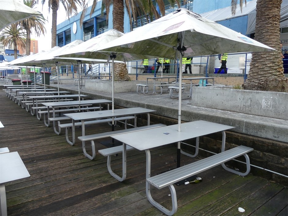 Alfresco Table And Bench Setting With Umbrella (Qty 4)