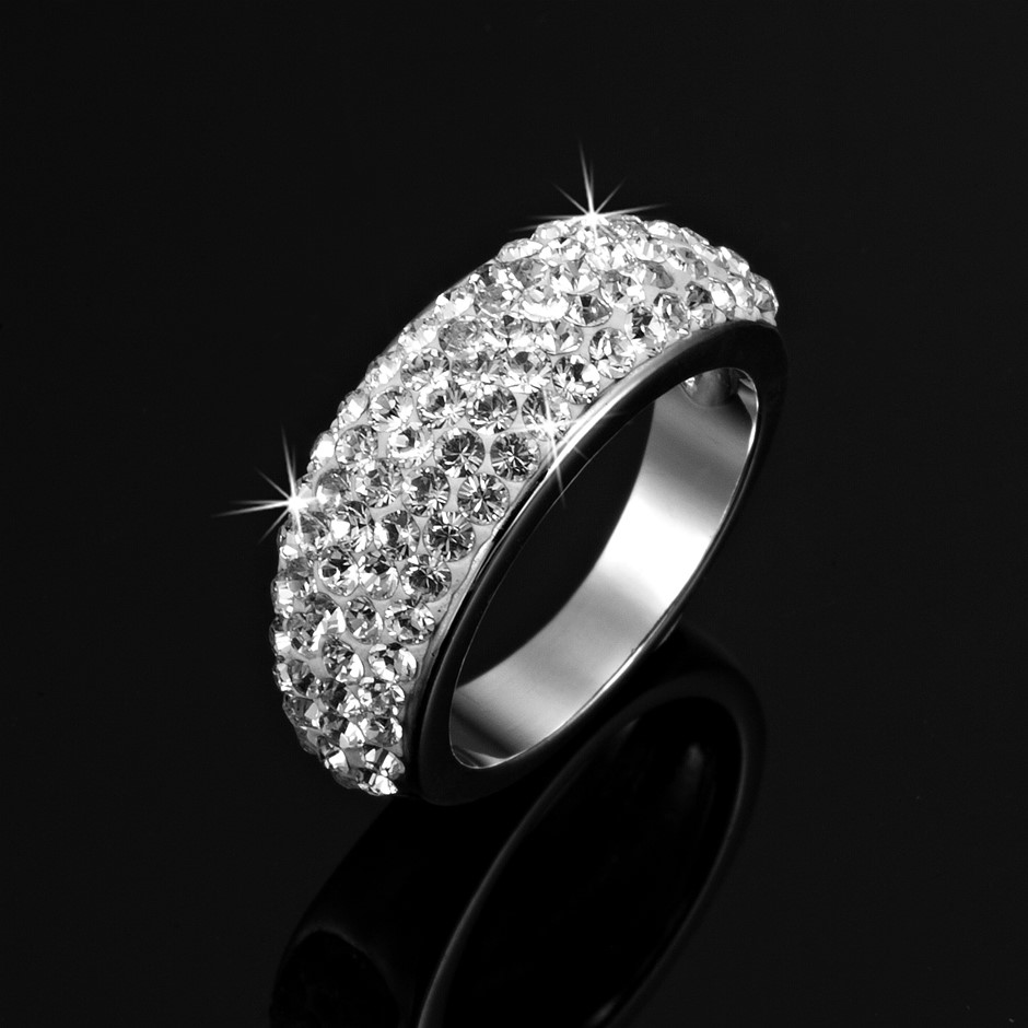 Stunning 925 Sterling Silver Layered Ring Featuring Crystals by Swarovski®
