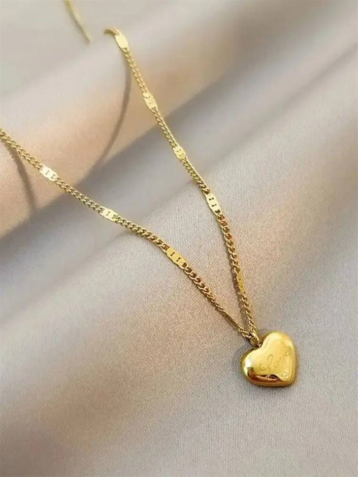 Stainless Steel Love Heart Necklace in Gold