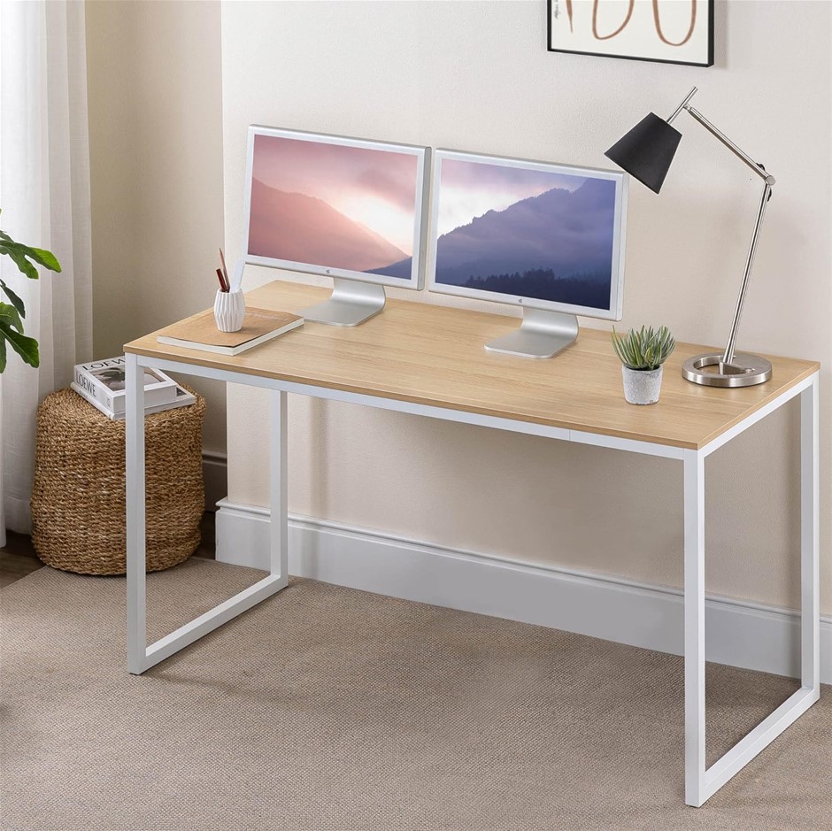 ZINUS Soho Office Desk Computer Table Strong Metal Frame, Natural, 140cm. N