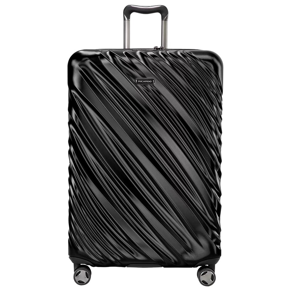 RICARDO Canyon Large Spinner Expandable Luggage, Black, 71cm. NB: Minor use