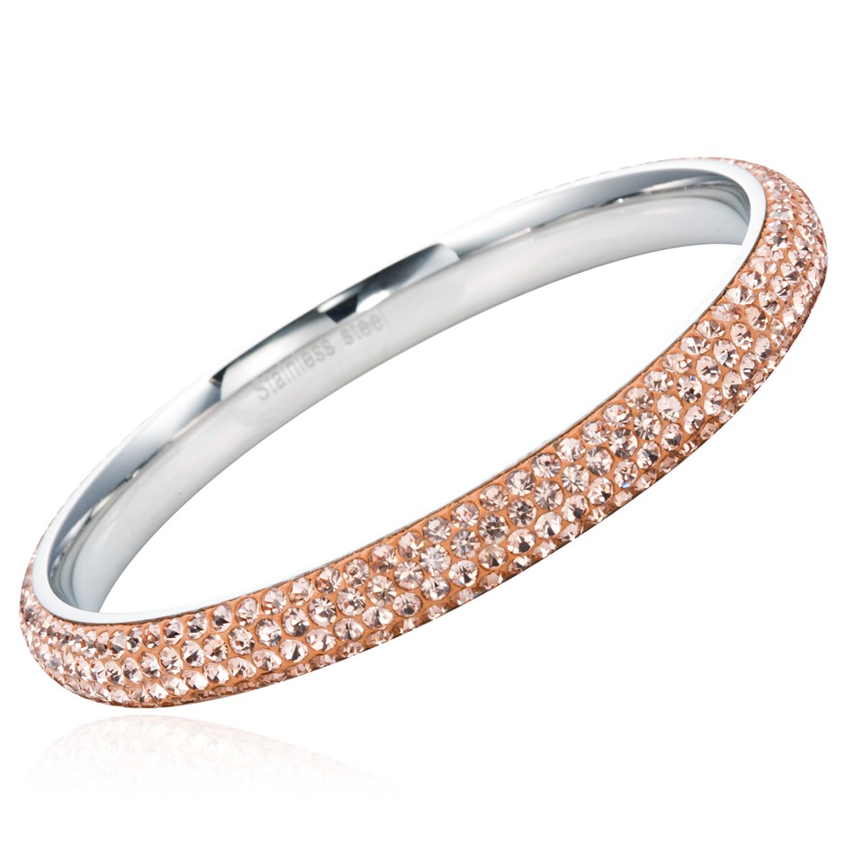 Peach Stainless Steel Bangle Featuring 300+ Stunning Crystals