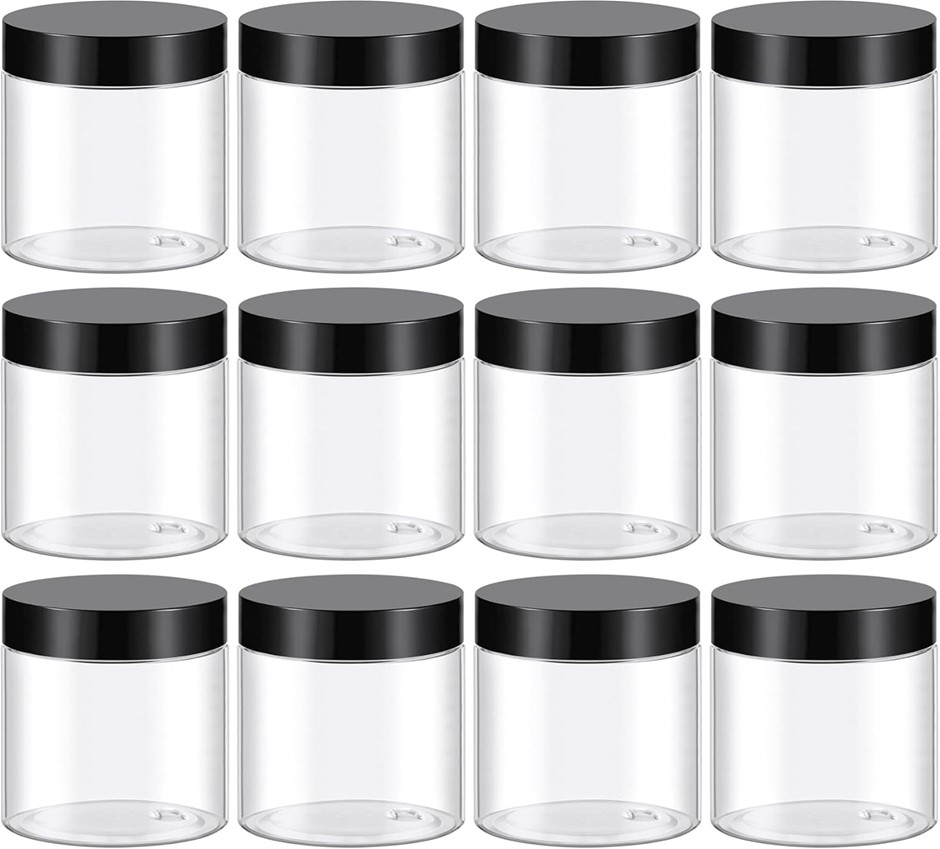 4 x TUZAZO 4 Oz Plastic Containers with Lids and Labels BPA Free, Clear Emp