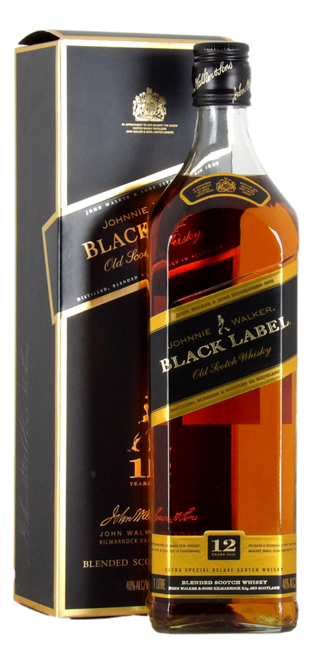 Johnnie Walker Black Label Old Scotch Whisky (1x 1L), Scotland.