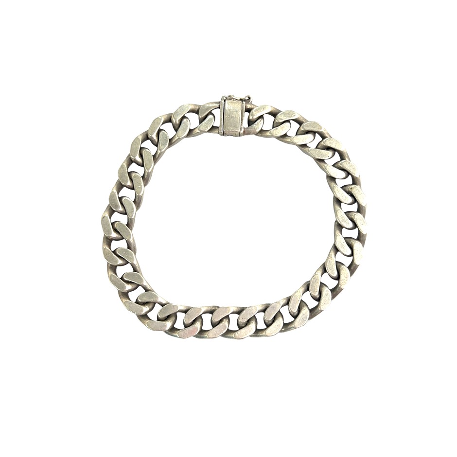 Sterling Silver Curb Link Bracelet with Box Clasp