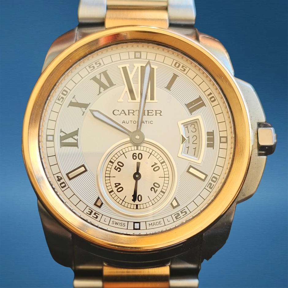 Cartier Caliber de Cartier 3389 W7100036 Large 18K Rose Gold & Steel WxO