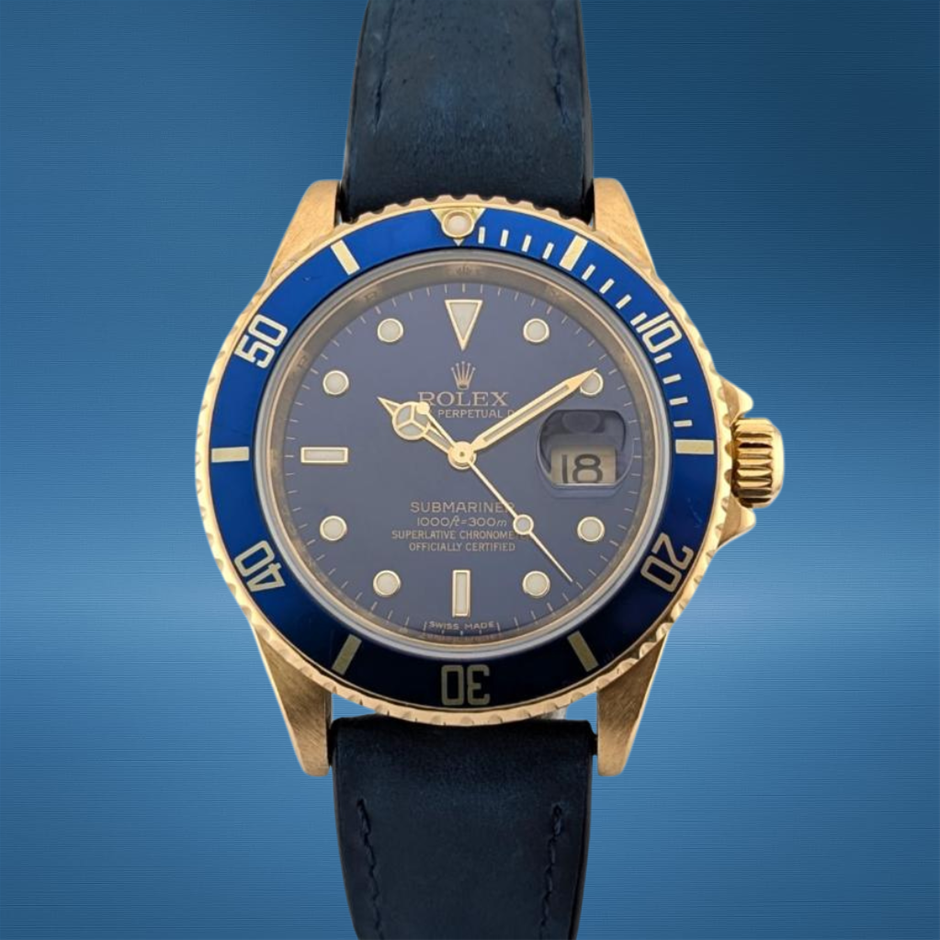 Rolex 16618 Submariner Date 18k Bluesy 40mm 2007 Z Serial BxP
