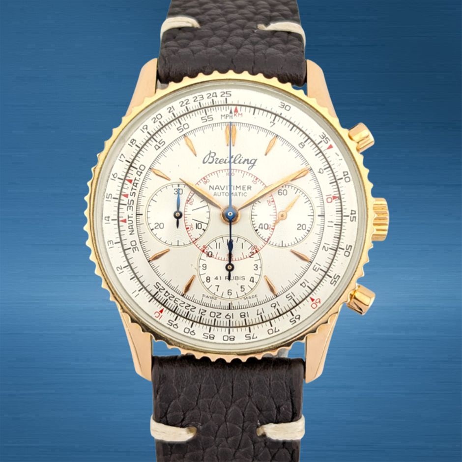 Breitling H30030 Montbrillant Navitimer 18k Rose Gold 38mm ~1990s WxO