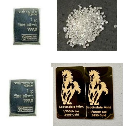 Bulk Lots: 1/100 Gold Scottdale, 1 Gram Silver x 2 & 1.00 carat Diamond off