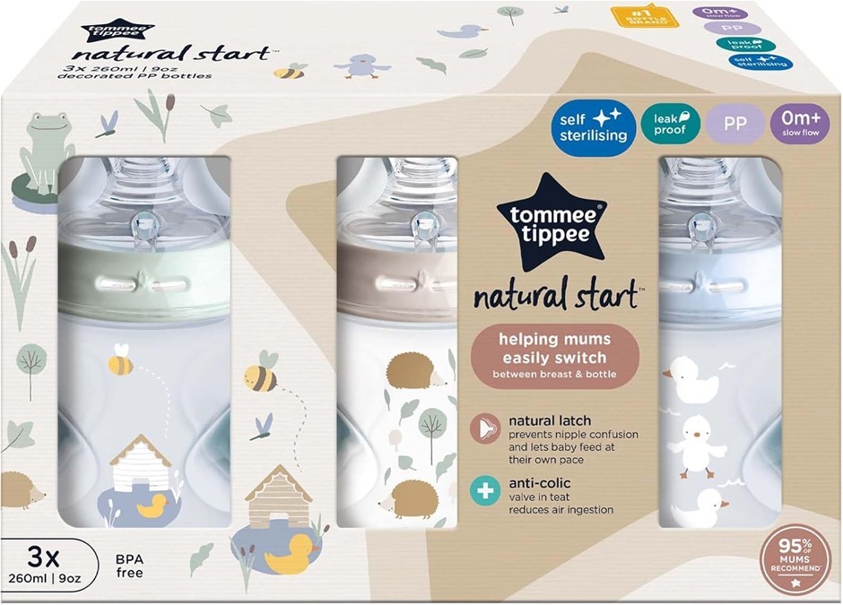 TOMMEE TIPPEE Natural Start Anti-Colic Baby Bottle with Slow Flow Breast-Li