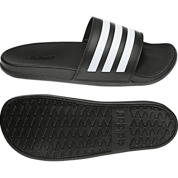 ADIDAS Adilette Comfort Slides, Size US10/UK10, Black/White/Black. Buyers