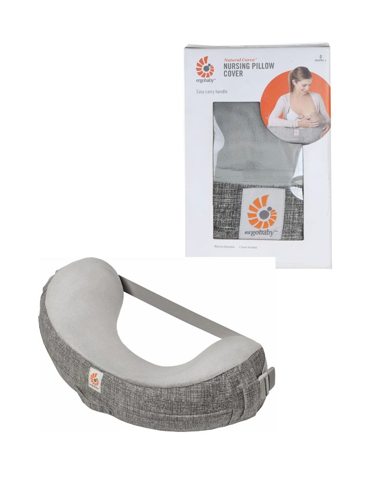 ERGOBABY BUNDLE: Natural Curve Nursing Pillow, Grey. NB: Opened packaging,