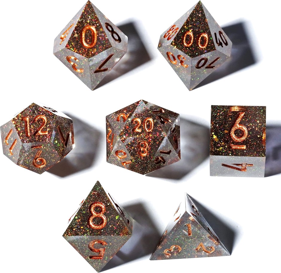 DND Dice Sharp Edge Dice Polyhedral Dungeons and Dragons, Handmade Peachy G