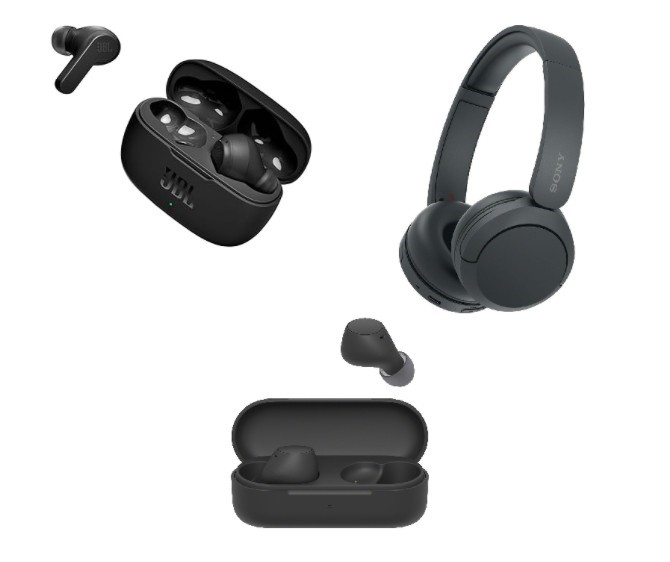 3 x Assorted Headphone Products. 1 x JBL Wave 200TWS Black, 1 x SONY WF-C51