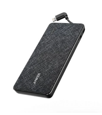 ANKER PowerCore+ 10000 with Built-In Lightning Cable [A1222T11]