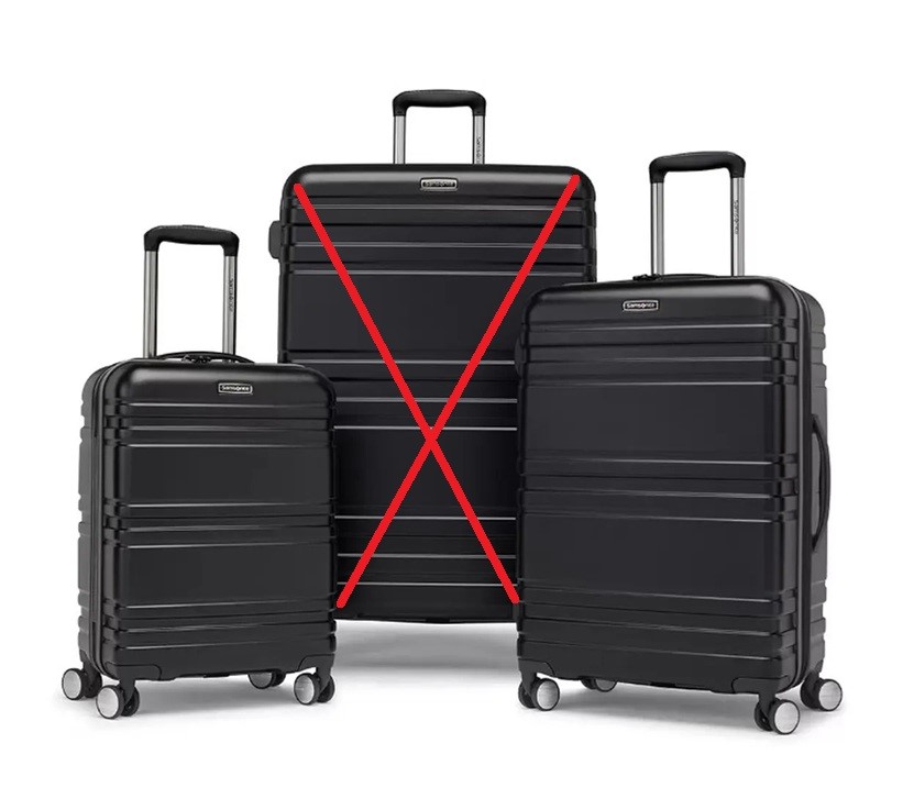 SAMSONITE Parallax Hardside Luggage Set, Black. Carry On: 55cm, Medium: 67c