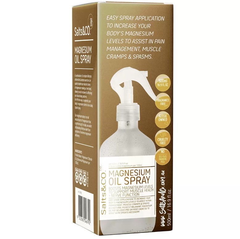 SALTS & CO. Magnesium Oil Spray, 500ml. NB: Damaged box.