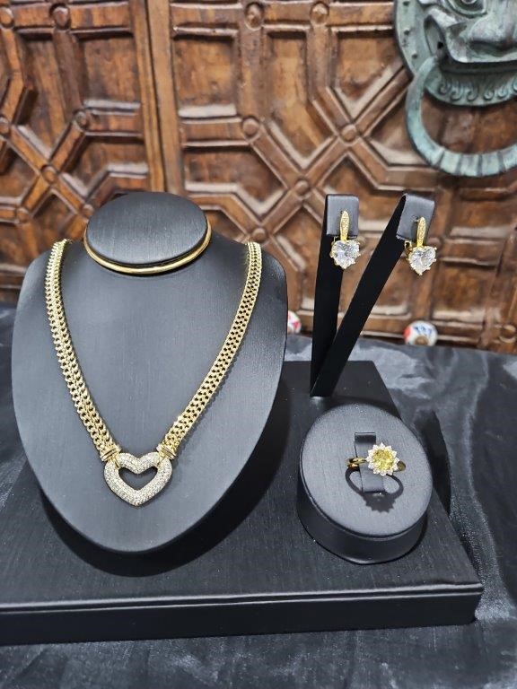 3pcs x 18KGold Filled/Italy Stamped Yellow Chain & Ring & Earring-Sales