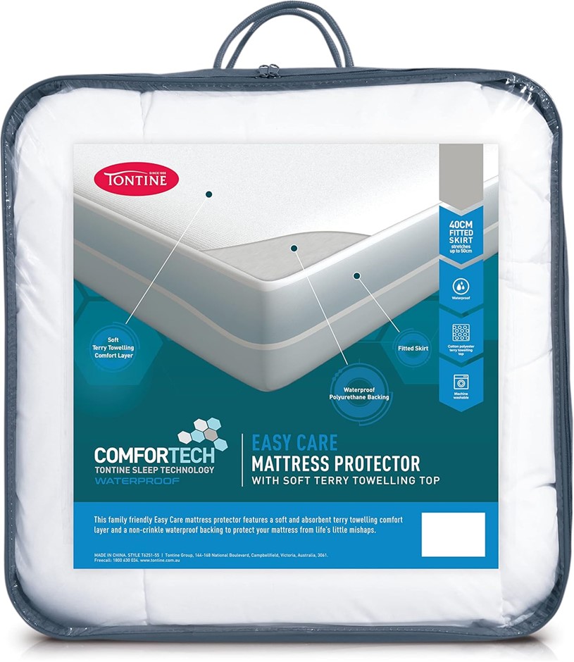 TONTINE Comfortech Easy Care King Single Bed Mattress Protector, 40-50cm Fi