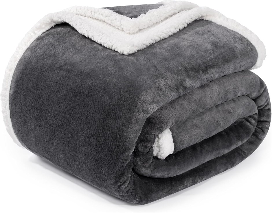 BEAUTEX Sherpa Fleece Throw Blanket, Soft Plush Flannel, Cozy for Couch or