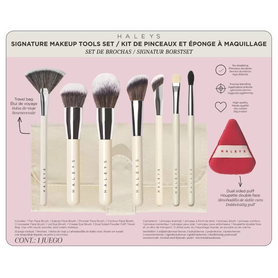 HALEYS 9-Piece Signature Make Up Brush Set. N.B: Damaged packaging. Buyers