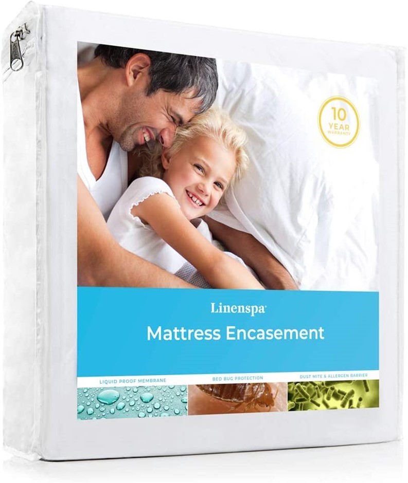 LINENSPA Mattress Encasement Queen, Zippered Mattress Encasement, Waterproo