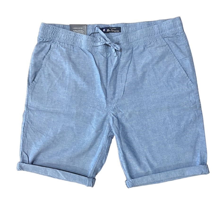 BEN SHERMAN Men's Relaxed Shorts, Size 3XL, 100% Cotton, Sky Blue, PSBAH500