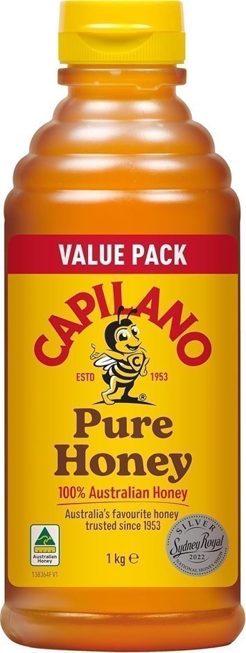 2 x CAPILANO 100% Pure Australian Honey, Premium Honey, Squeeze Bottle, 1kg