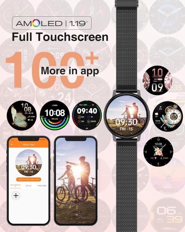 Smart Watch with Call Function - " AMOLED Fitness Watch with Heart Rate/
